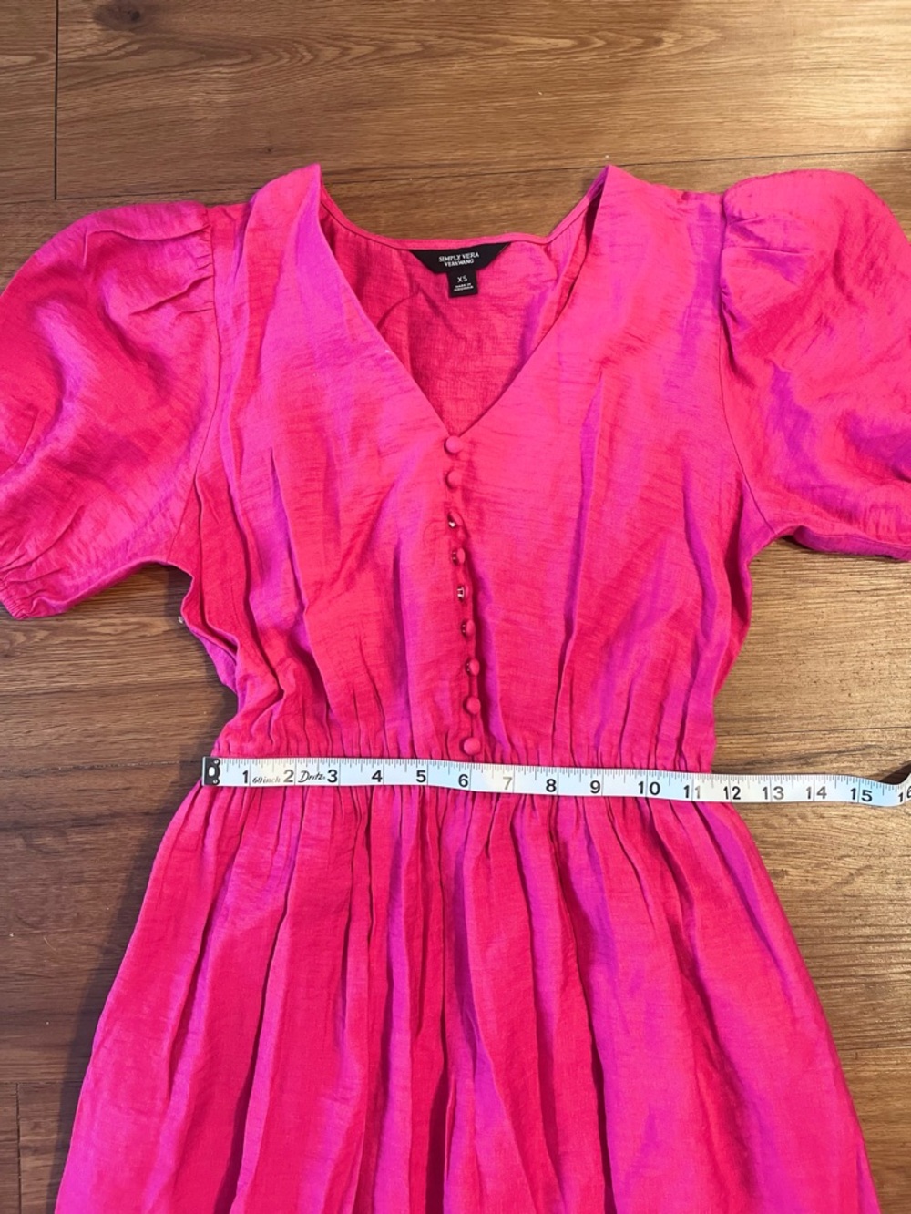 Simply Vera Vera Wang Hot Pink Maxi Dress with Button Bodice - Picture 6 of 8